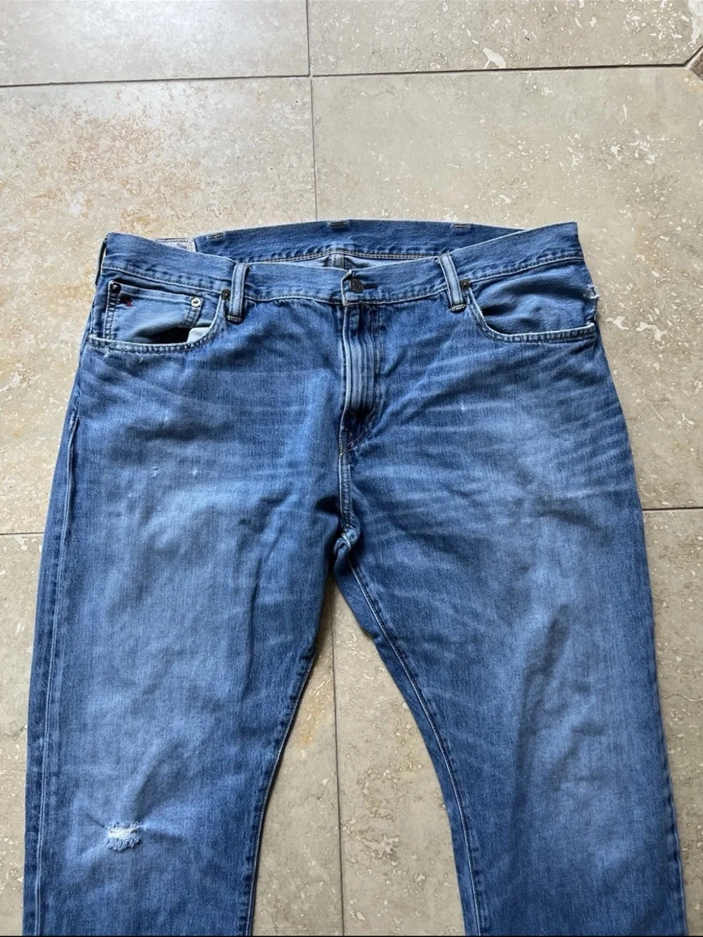 Polo Ralph Lauren Men's Denim Distressed Dungaree Jeans Size 38
